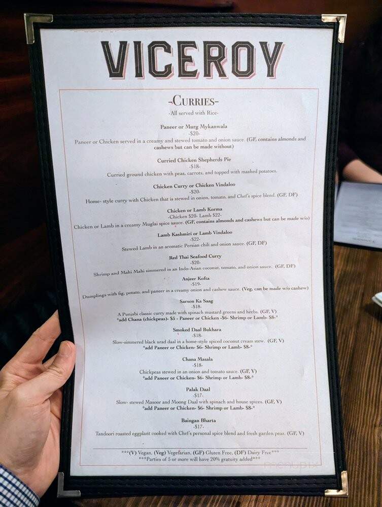 The Viceroy - Durham, NC menu_pic