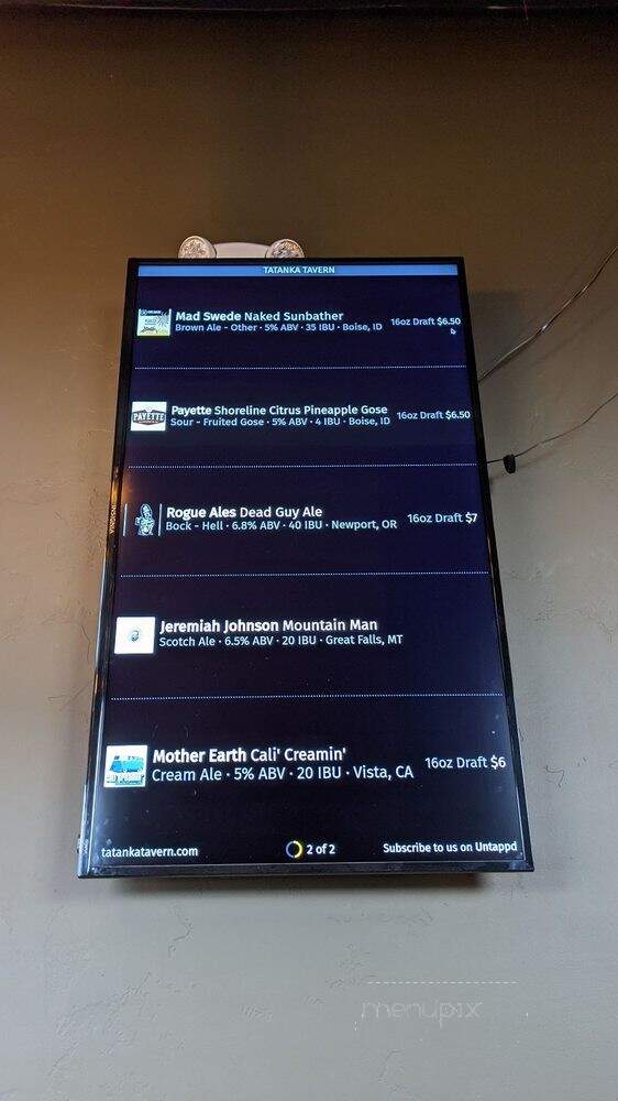 Tatanka Tavern - Driggs, ID menu_pic
