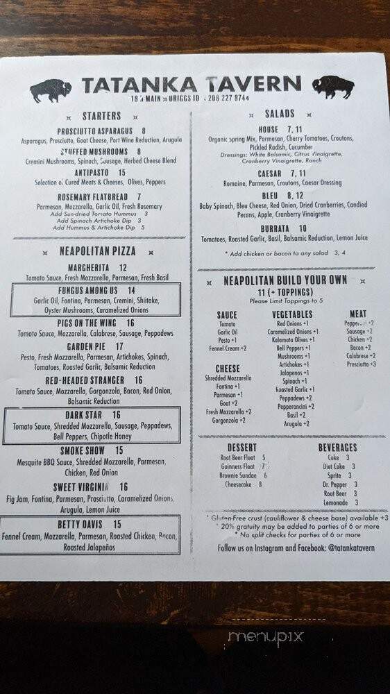 Tatanka Tavern - Driggs, ID menu_pic