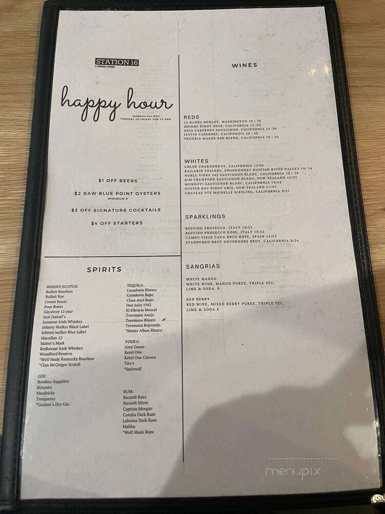 Station 16 - Sacramento, CA menu_pic