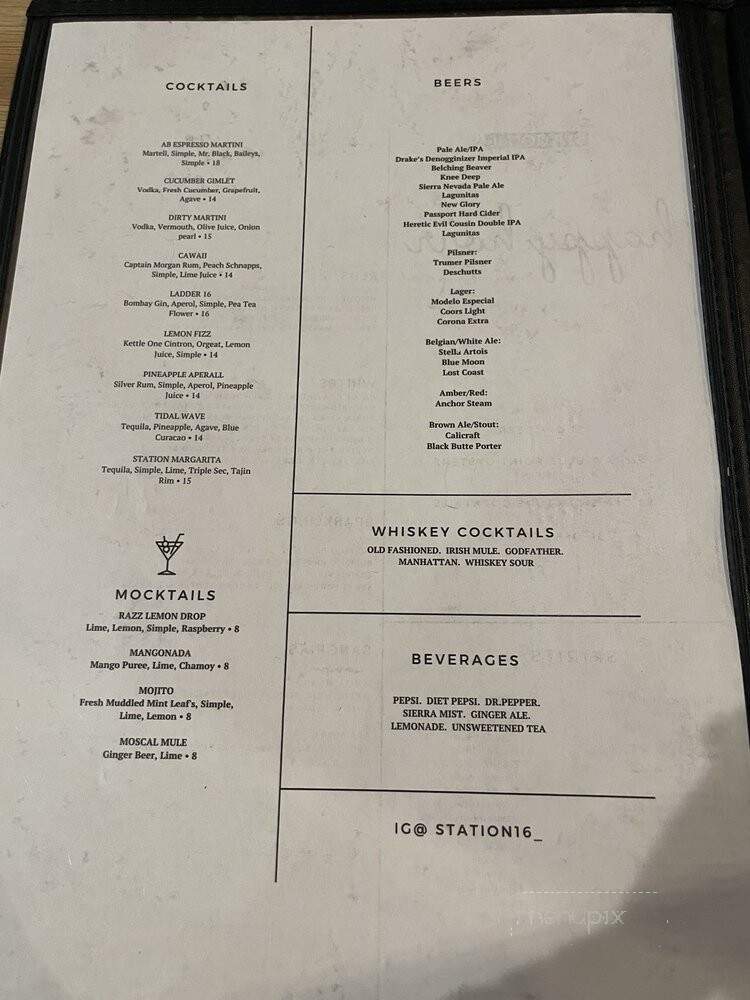 Station 16 - Sacramento, CA menu_pic