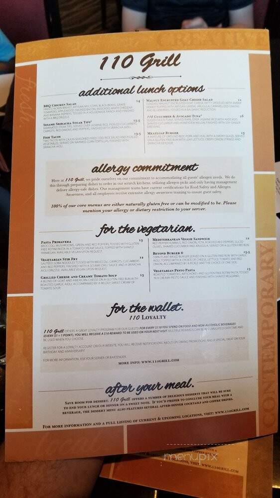110 Grill - Berlin, MA menu_pic