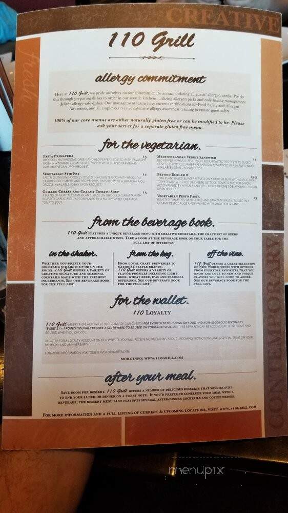 110 Grill - Berlin, MA menu_pic