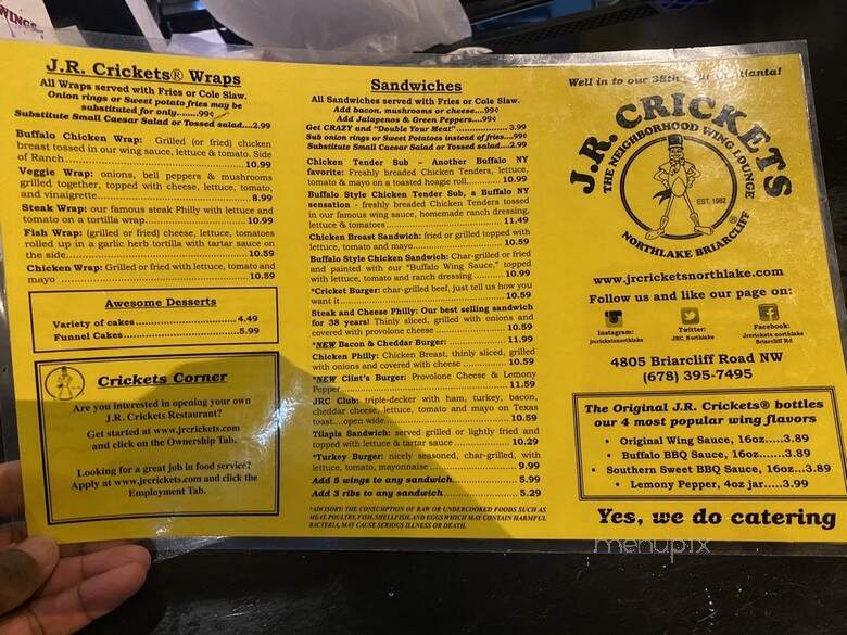 JR Crickets Northlake - Atlanta, GA menu_pic