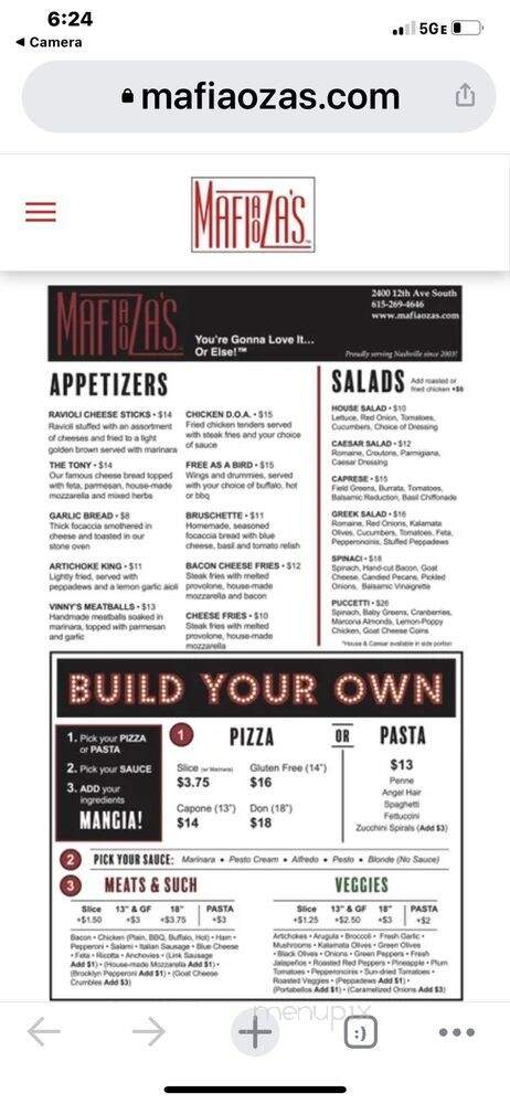 MAFIAoZA'S Franklin - Franklin, TN menu_pic