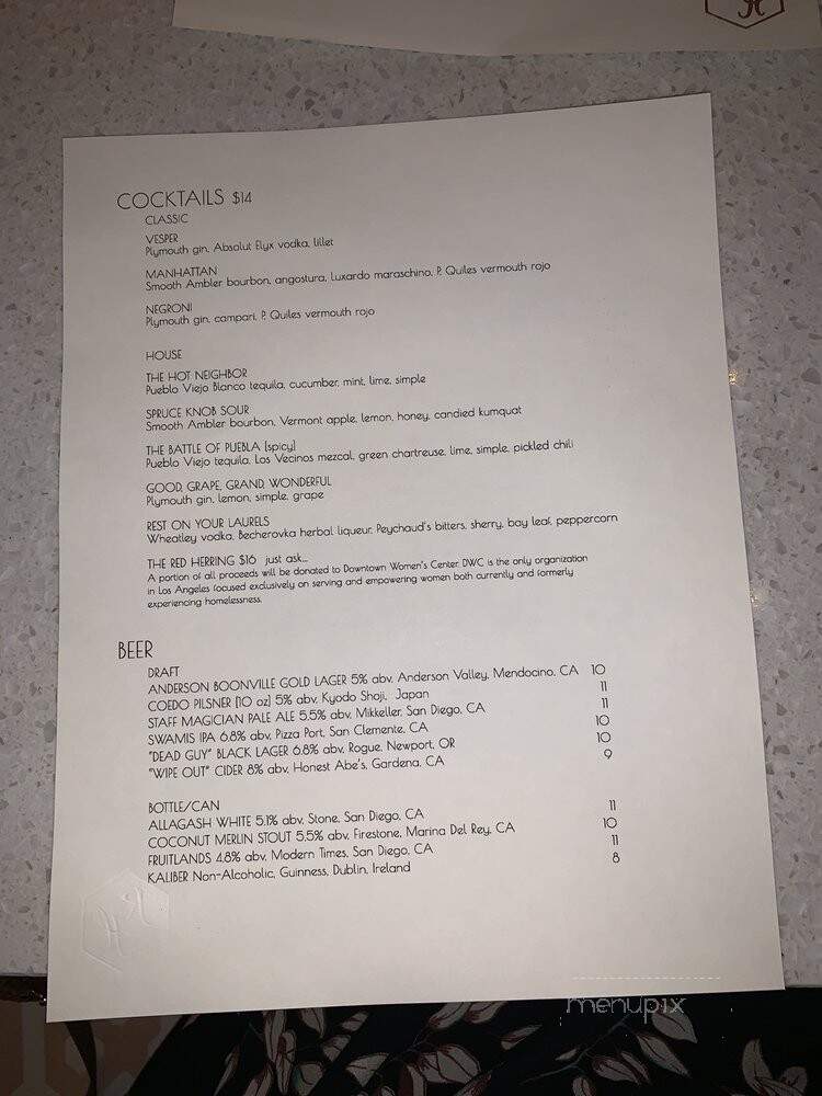 Red Herring - Los Angeles, CA menu_pic