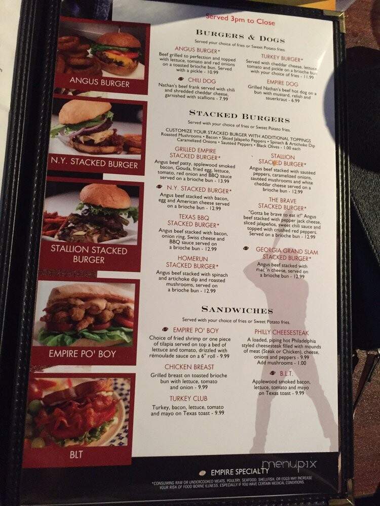 Empire Sports Bar - Marietta, GA menu_pic