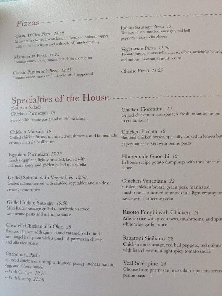 Gusto D' Oro Italian Cuisine - Yorba Linda, CA menu_pic