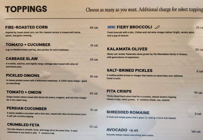 Cava Grill - Irvine, CA menu_pic
