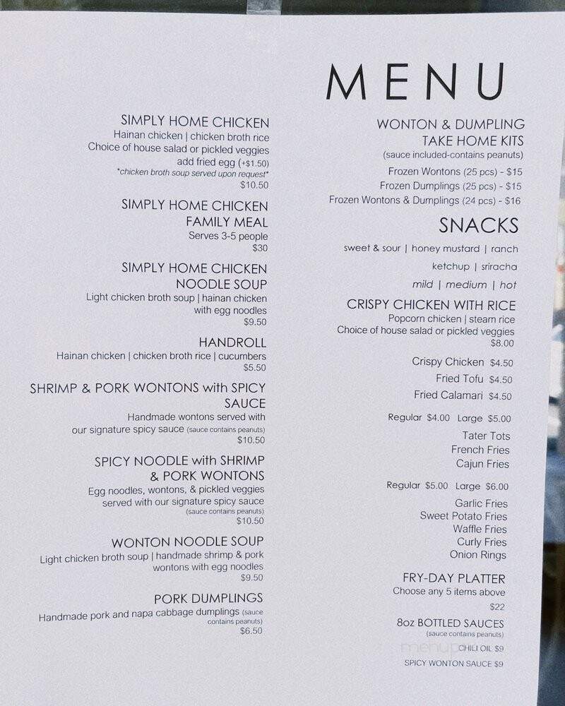 Simplyhome Cafe - Fountain Valley, CA menu_pic