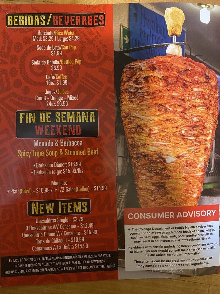 Taqueria El Heredero - Chicago, IL menu_pic