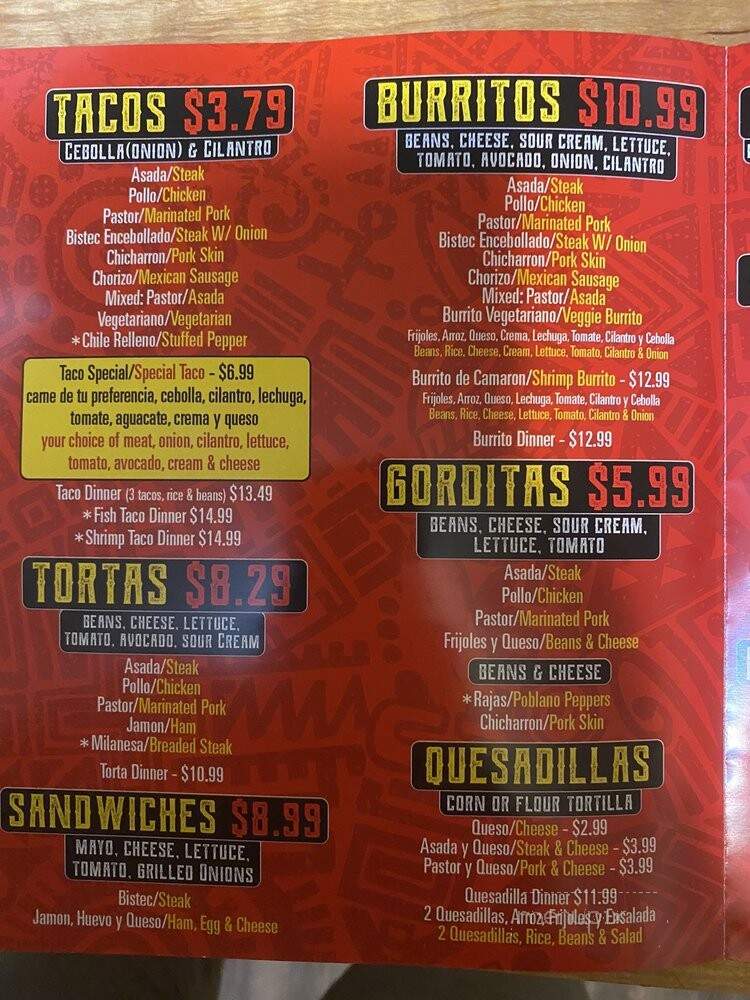 Taqueria El Heredero - Chicago, IL menu_pic