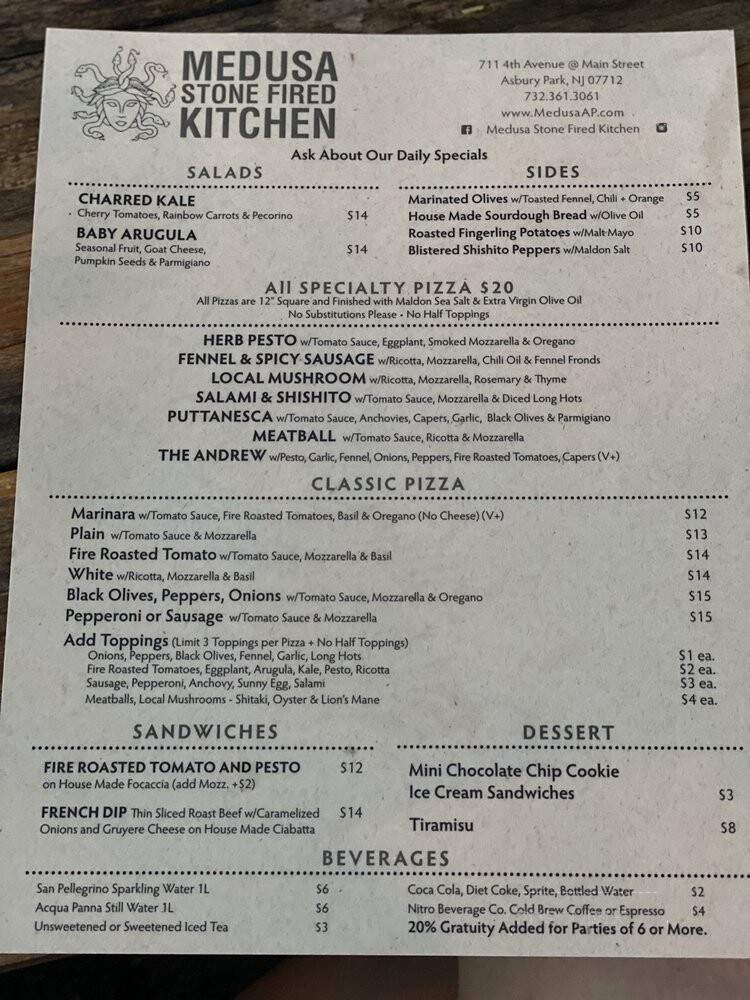 Medusa Stone Fired Kitchen - Asbury Park, NJ menu_pic