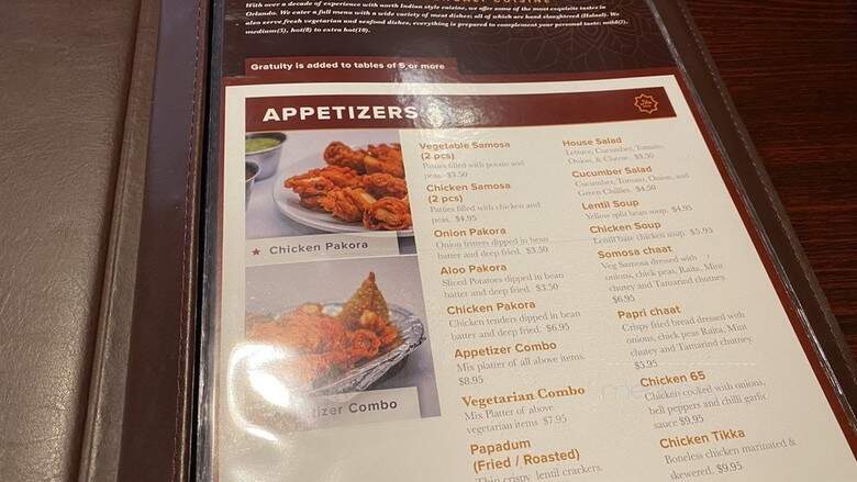Ahmed Indian Restaurant UCF - Orlando, FL menu_pic