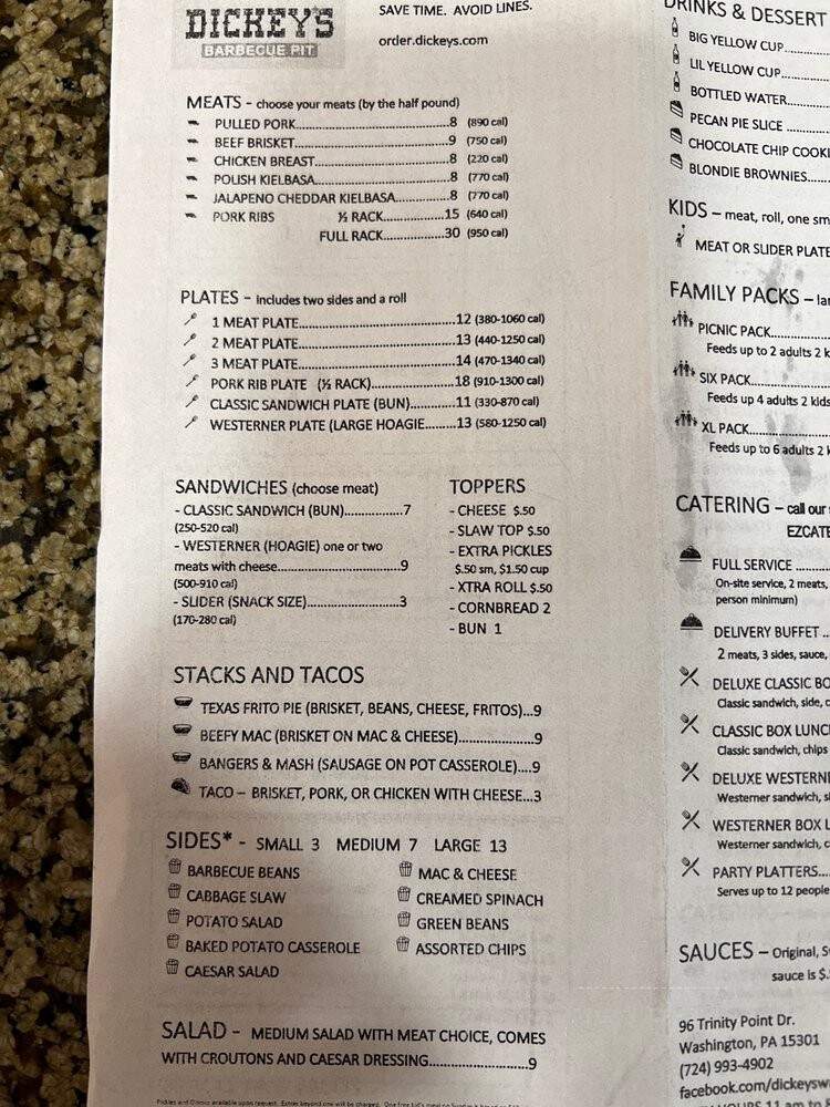 Dickey's Barbecue Pit - Washington, PA menu_pic