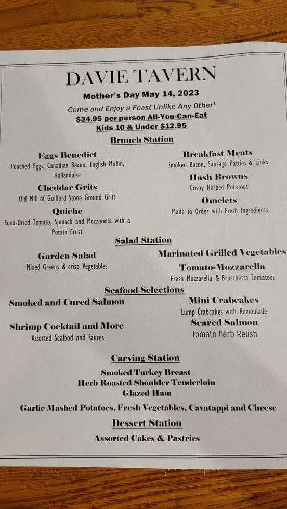 Davie Tavern - Advance, NC menu_pic