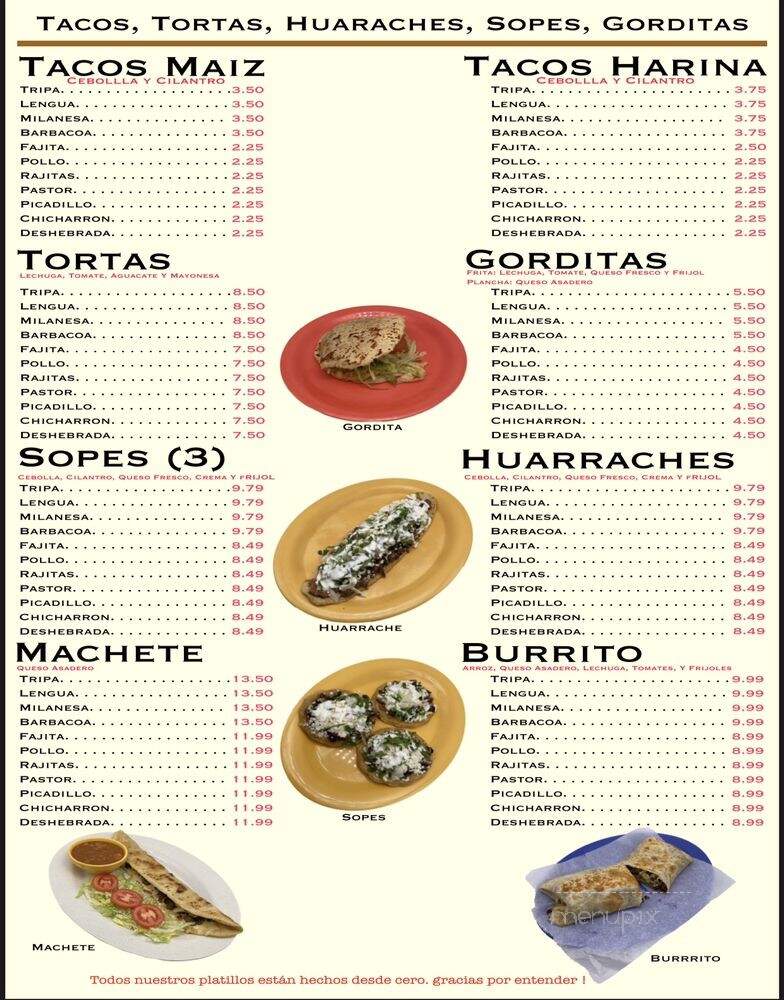 La Potosina - Pasadena, TX menu_pic