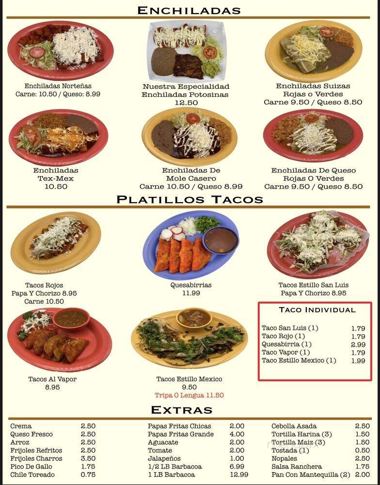 La Potosina - Pasadena, TX menu_pic
