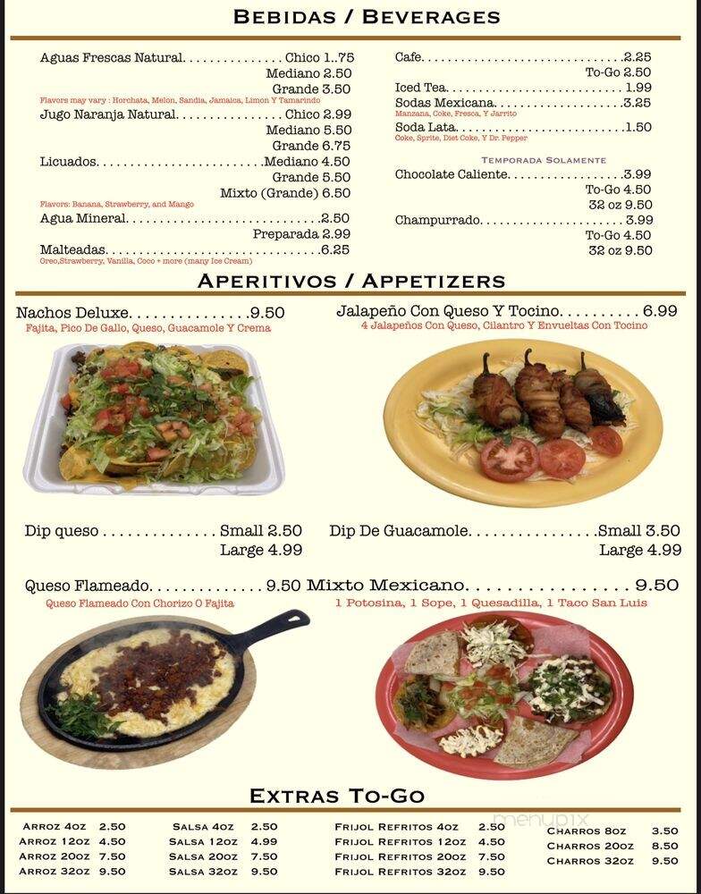 La Potosina - Pasadena, TX menu_pic