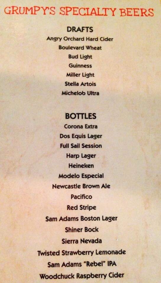 Grumpy's Tavern - Tulsa, OK menu_pic