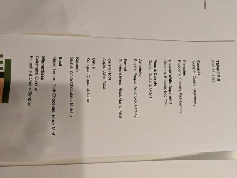 Temporis - Chicago, IL menu_pic