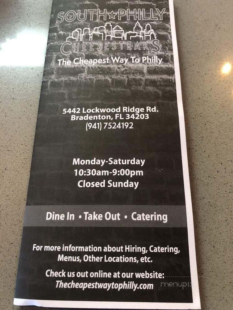 South Philly Cheesesteaks - Bradenton, FL menu_pic