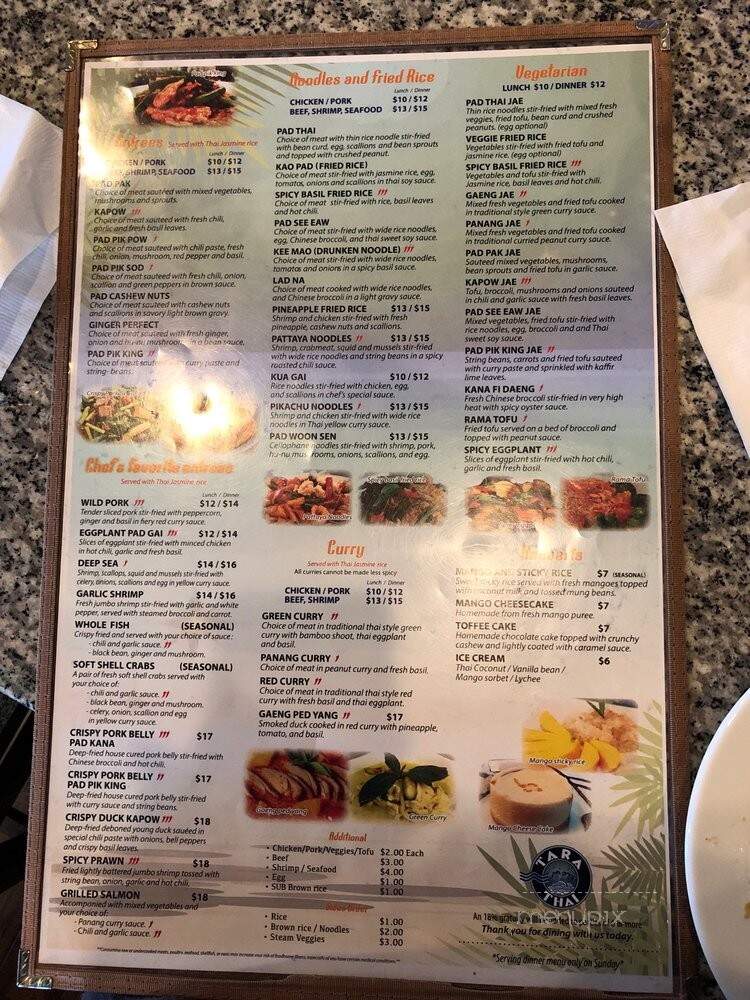 Tara Thai - Bethesda, MD menu_pic