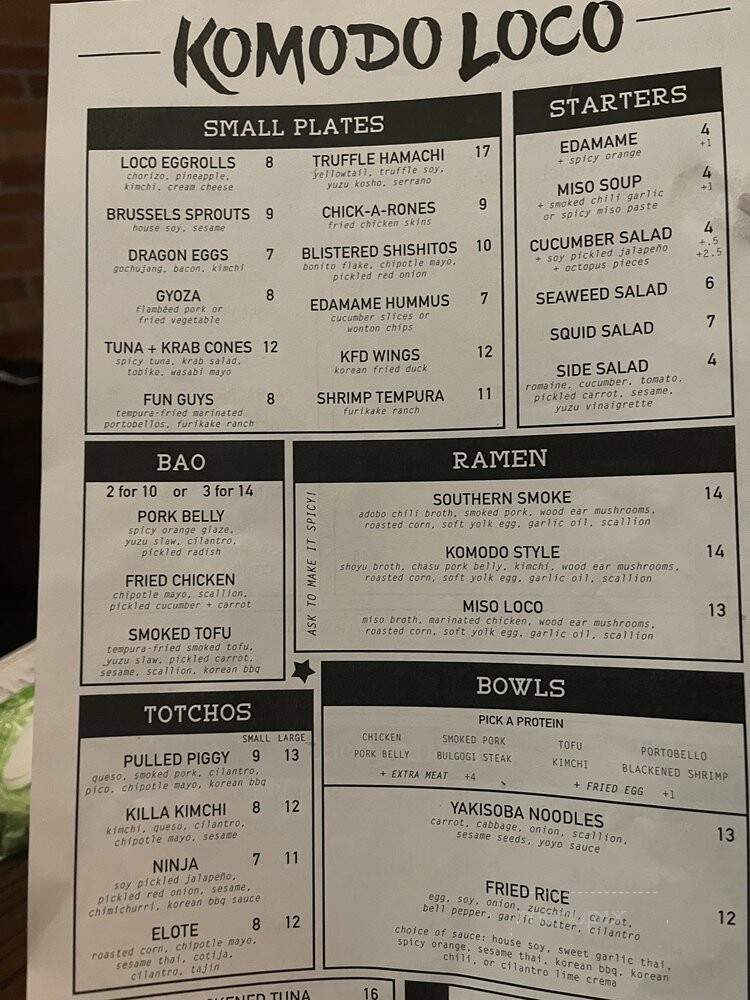 Komodo Loco - Denton, TX menu_pic