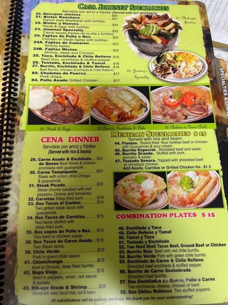 Casa Jimenez - Murrieta, CA menu_pic