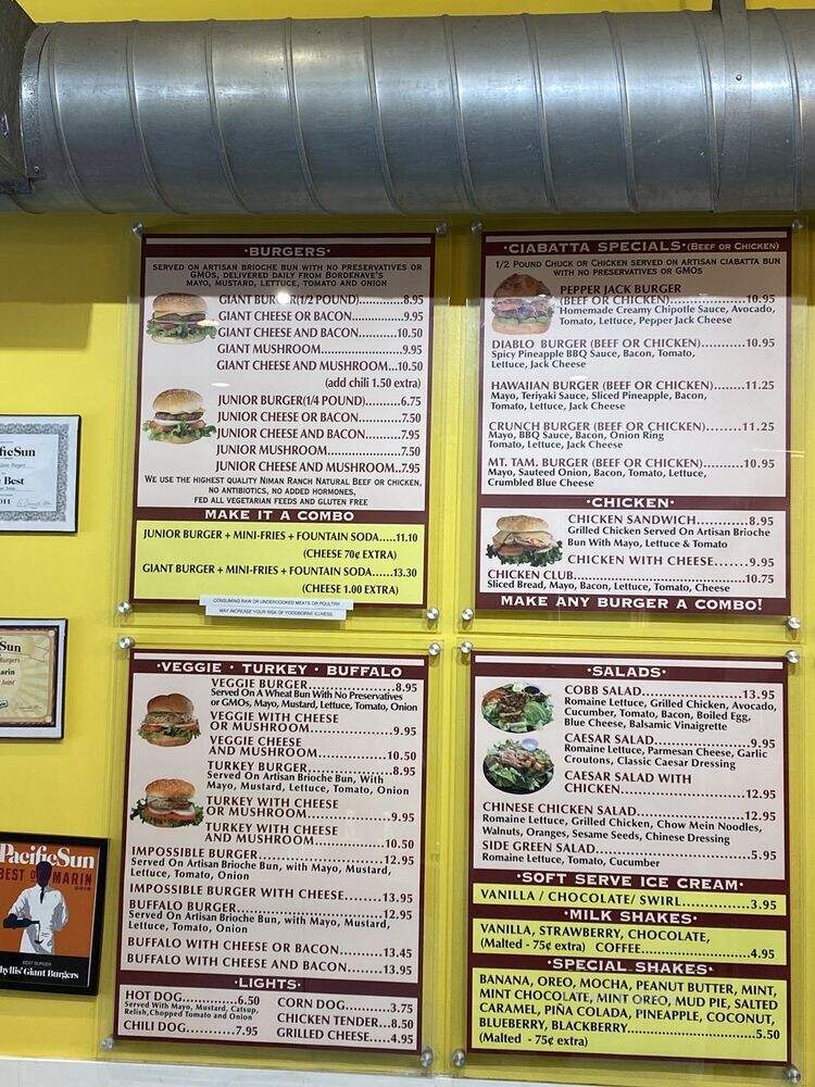 Phyllis' Giant Burgers - Mill Valley, CA menu_pic