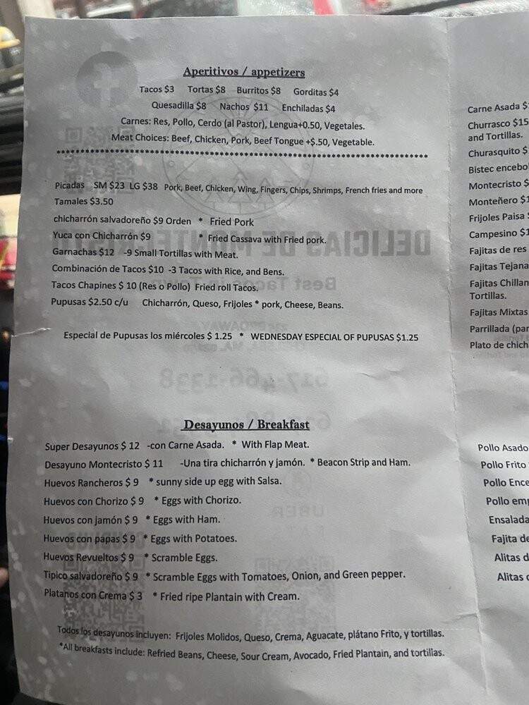 Delicias De Montecristo - Chelsea, MA menu_pic
