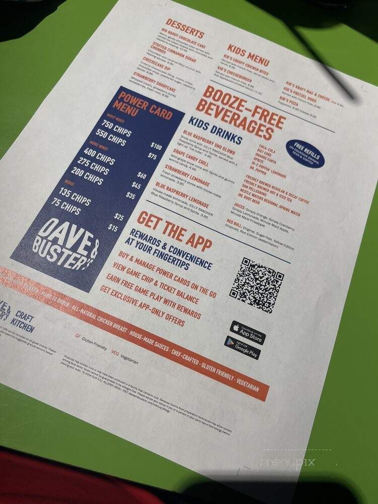 Dave & Busters - El Paso, TX menu_pic