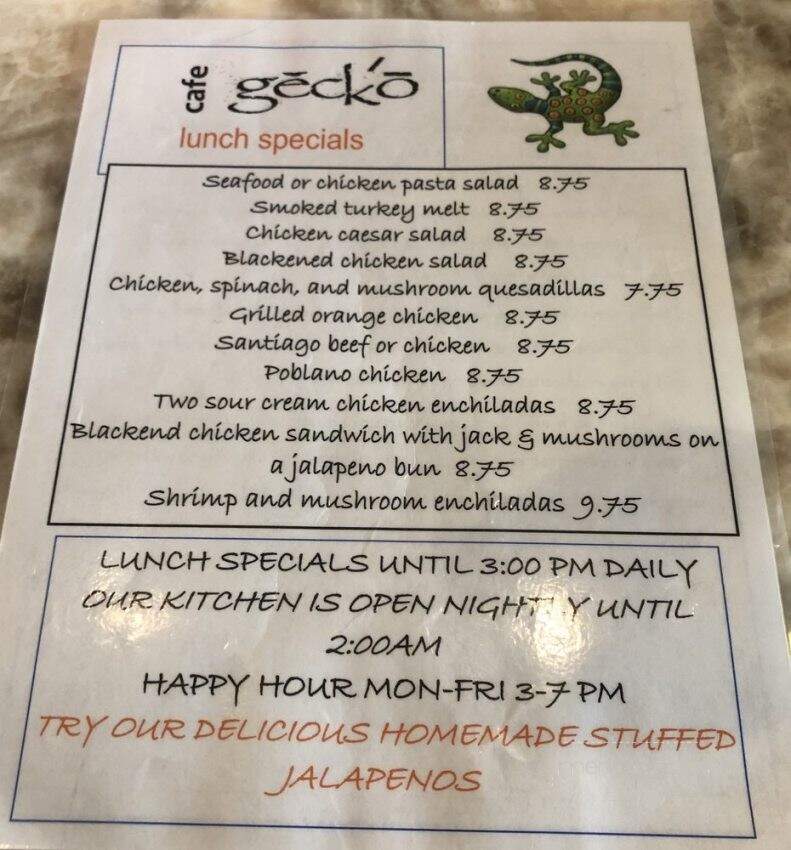 Cafe Gecko - Plano, TX menu_pic
