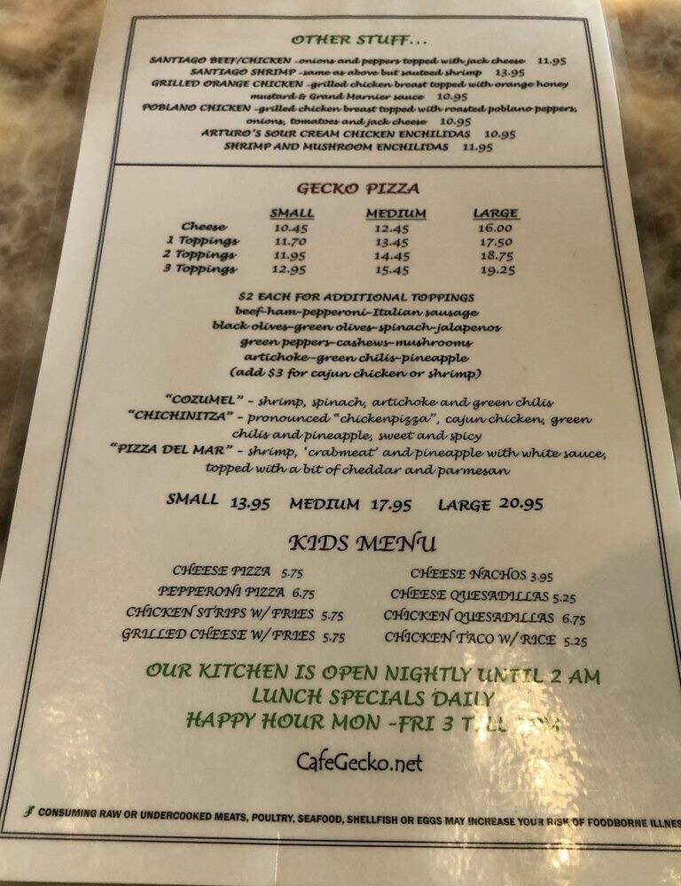Cafe Gecko - Plano, TX menu_pic