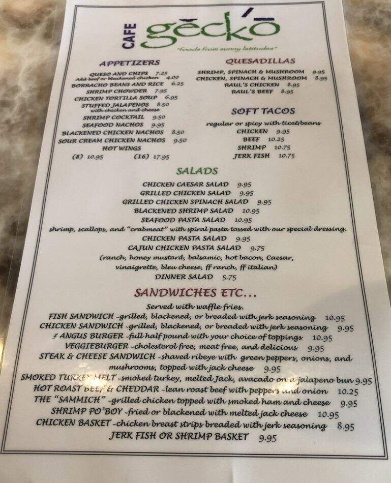 Cafe Gecko - Plano, TX menu_pic