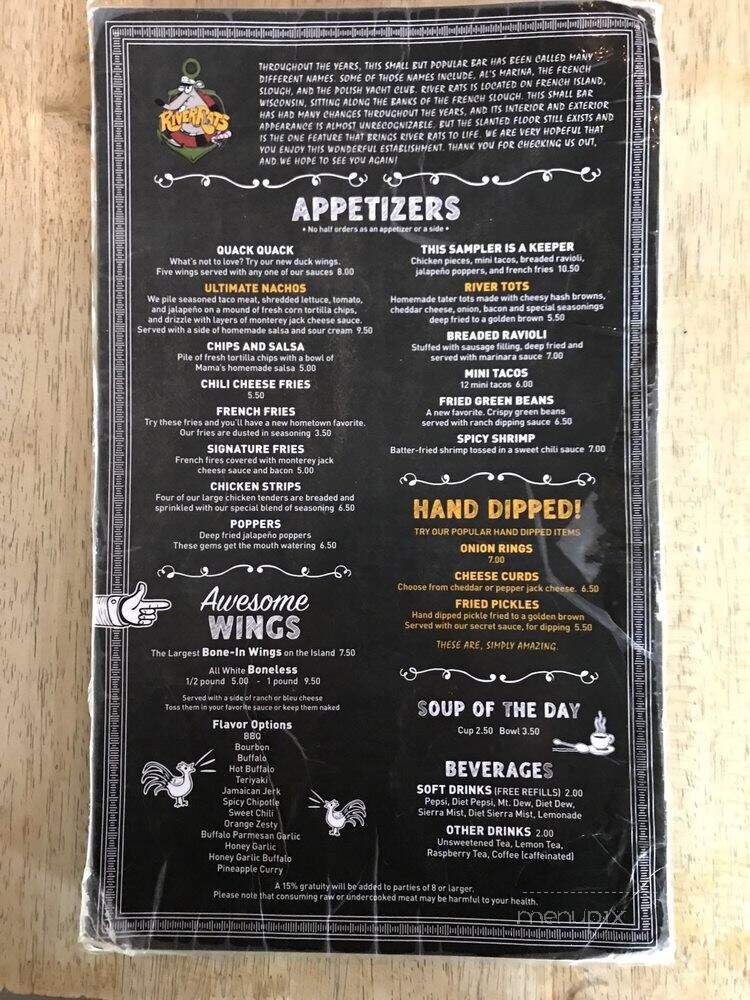 River Rats Bar and Grill - French Island, WI menu_pic