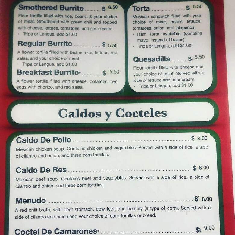 Taqueria Corona - Aurora, CO menu_pic