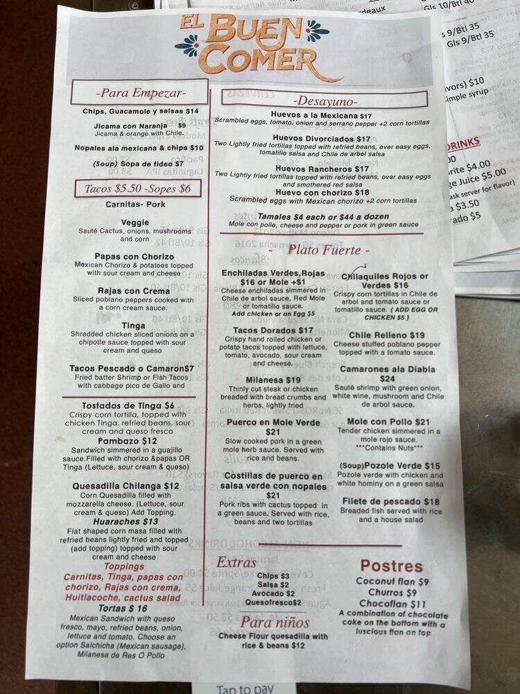 El Buen Comer - San Francisco, CA menu_pic