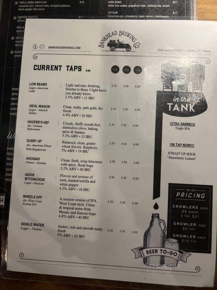 Bankhead Brewing - Rowlett, TX menu_pic