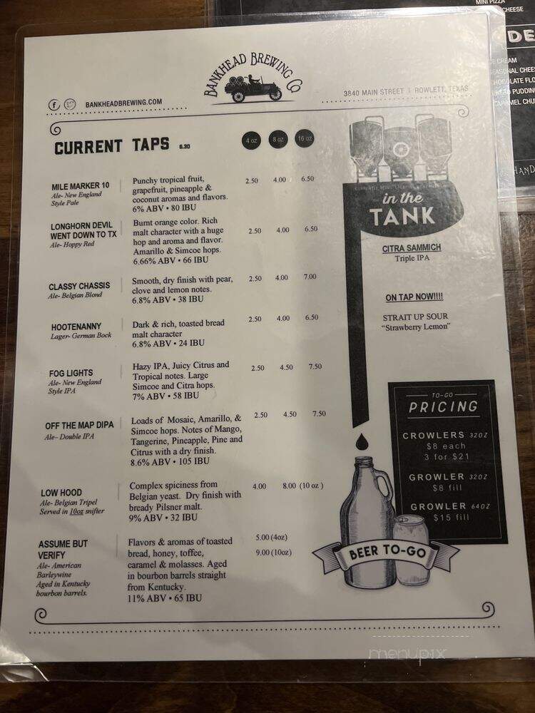 Bankhead Brewing - Rowlett, TX menu_pic