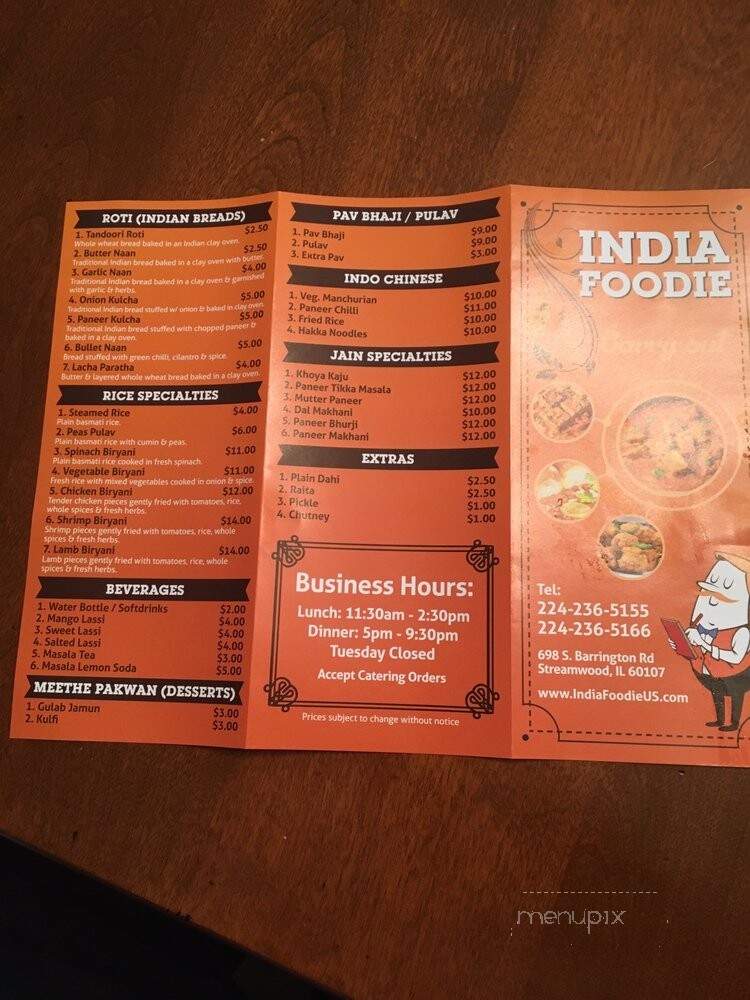 India Foodie - Streamwood, IL menu_pic