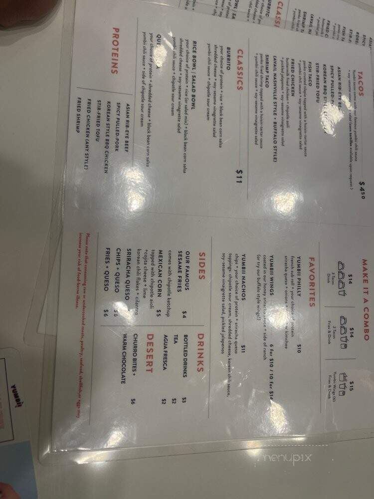 Yumbii - Atlanta, GA menu_pic