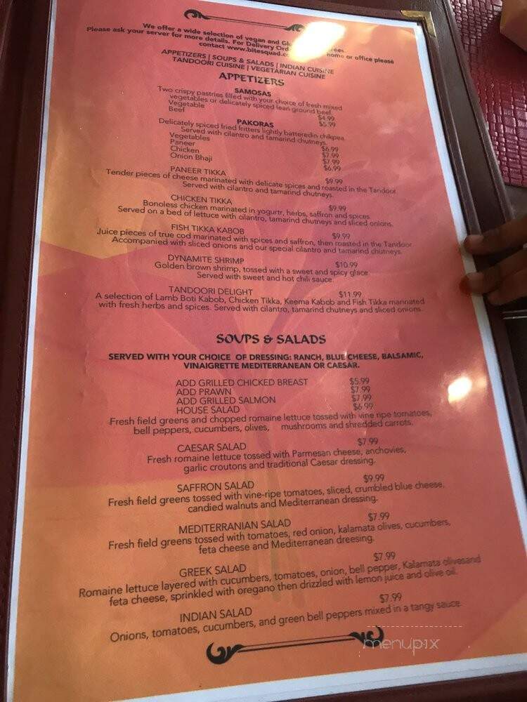 Saffron Indian Restaurant - Clermont, FL menu_pic