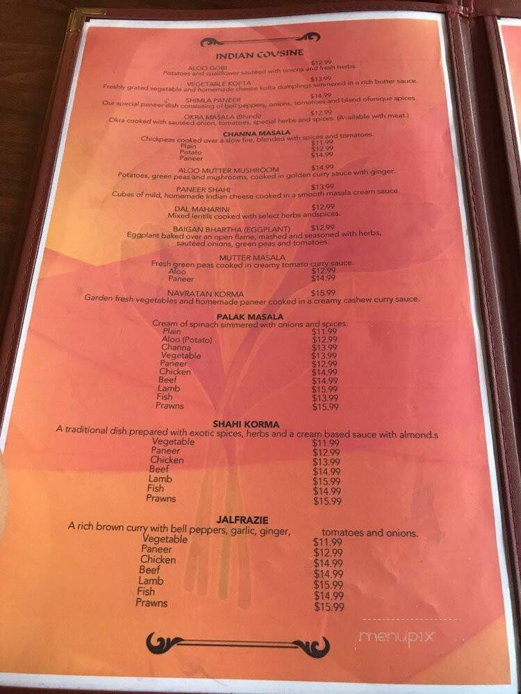 Saffron Indian Restaurant - Clermont, FL menu_pic