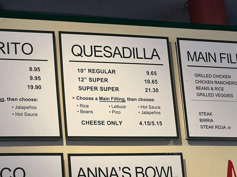 Anna's Taqueria - Newton Highlands, MA menu_pic