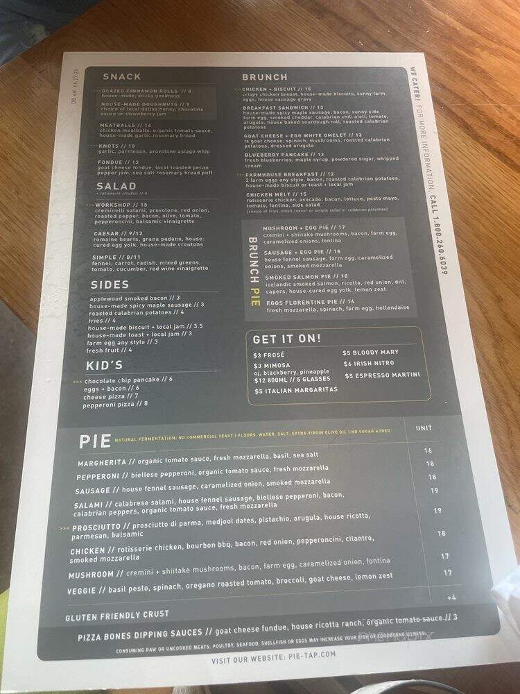 Pie Tap Pizza Workshop Bar - Dallas, TX menu_pic