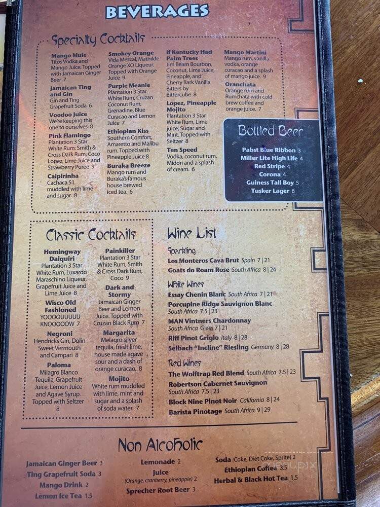 Buraka Restaurant - Madison, WI menu_pic