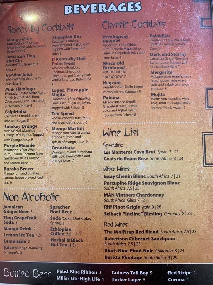 Buraka Restaurant - Madison, WI menu_pic