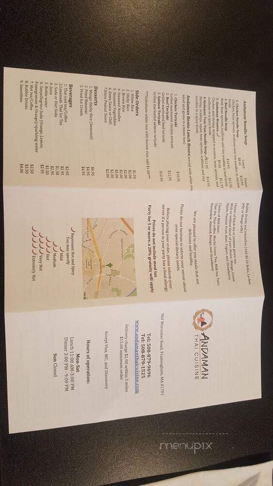 Andaman Thai Cuisine - Framingham, MA menu_pic