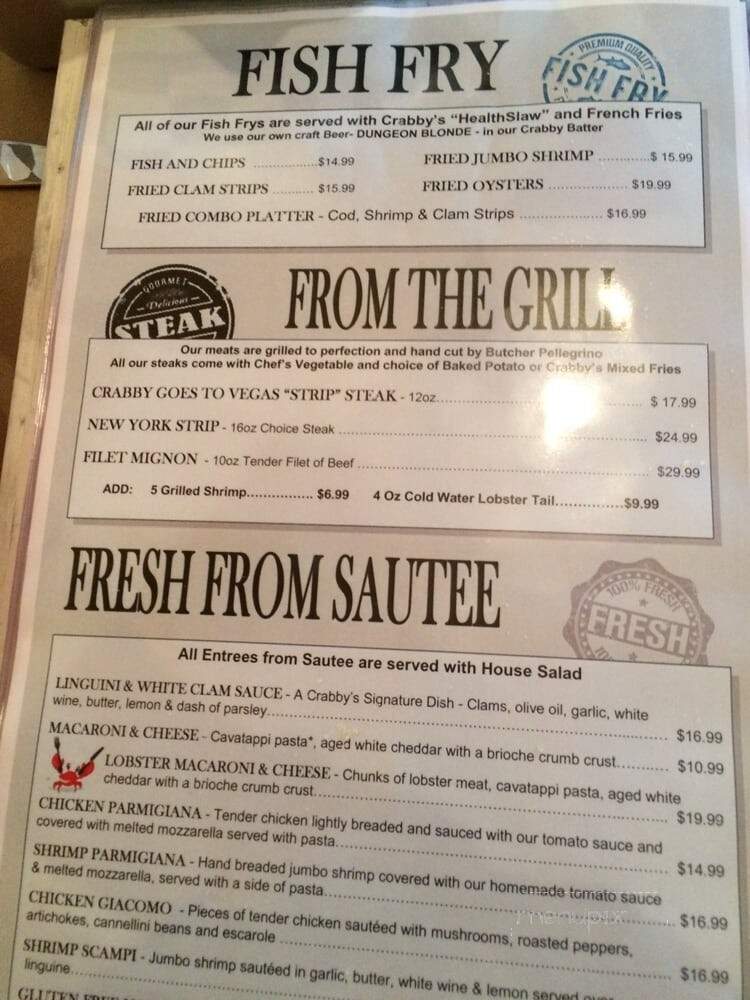 Mr Crabby's Seafood House and Sports Bar - Randolph, NJ menu_pic